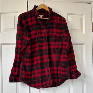 Red and Black Plaid Button-Up Shirt